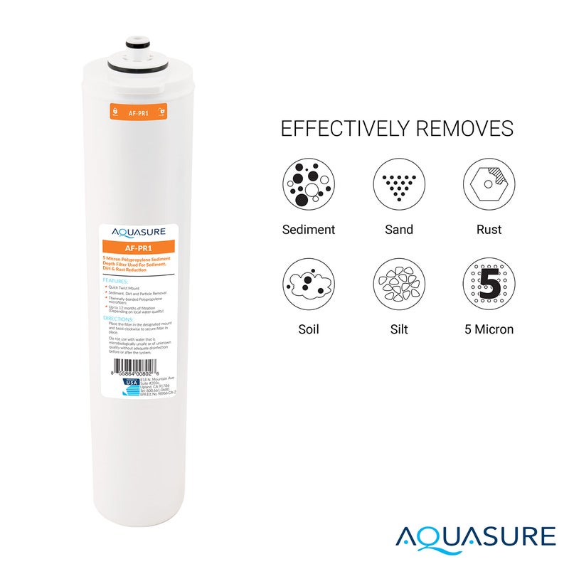 Aquasure â€Žâ€ŽPremier Series Stage 1 Sediment & Stage 2 Carbon Block Replacement Water Filter Cartridge Bundle AF-PRE12, for AS-PR75/100 4-Stage Reverse Osmosis RO Under Sink Water Filtration System - Image 3